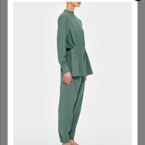 Tibi Green Double Layer Plain Weave Jumpsuit - Picture 2 of 6